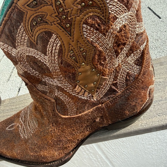 Corral Ladies Cognac Embroidery Studs Ankle Boots C3865 - Picture 8 of 8